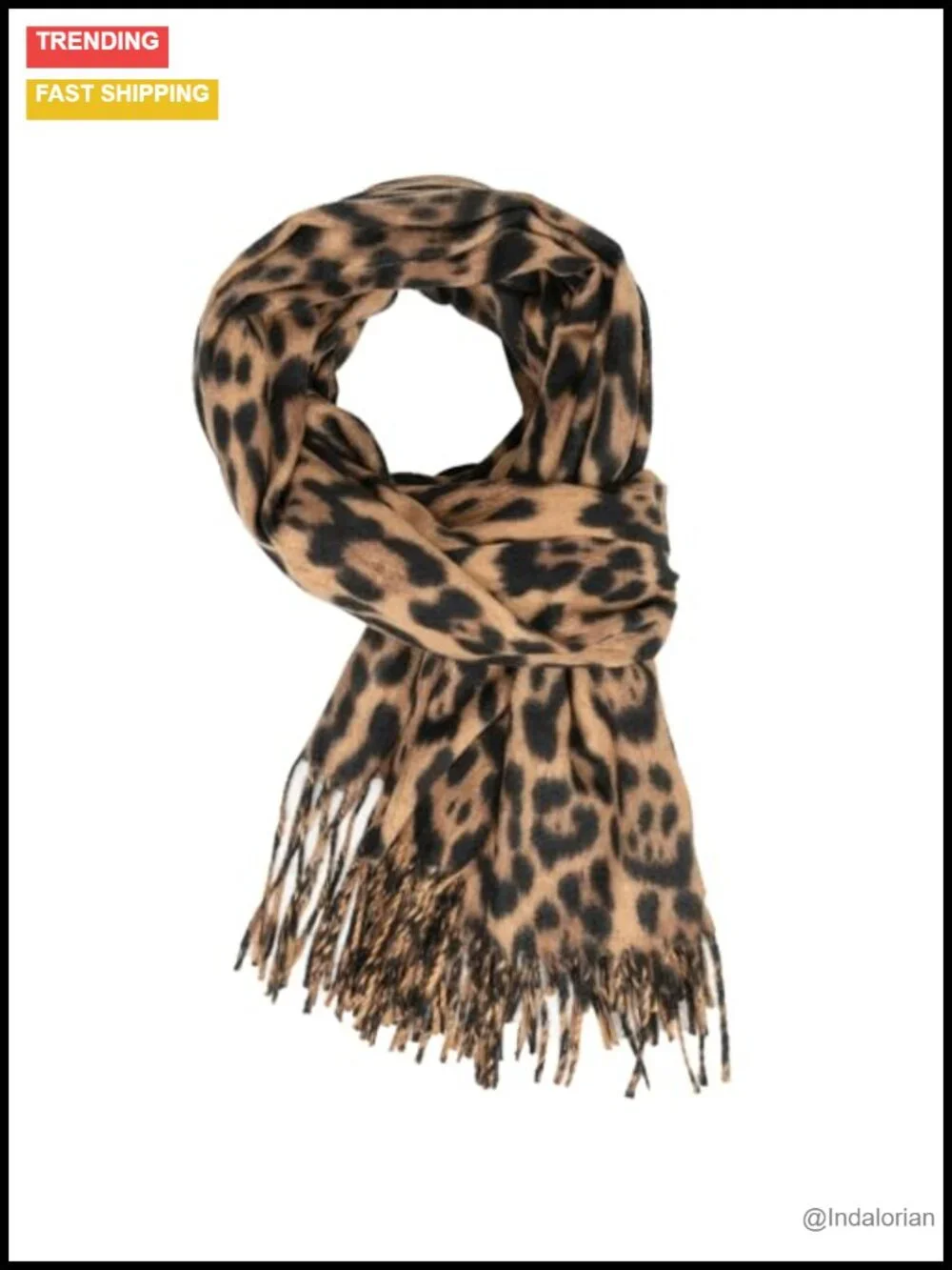 Large Faux Cashmere Scarf with Fringe, Winter Accessory